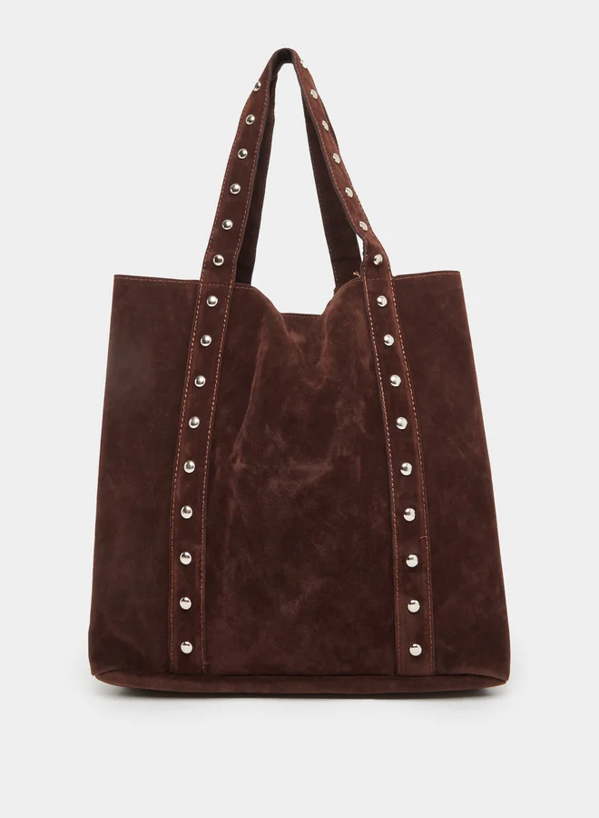 ستايلي Styli Studded Suede Look Handbag