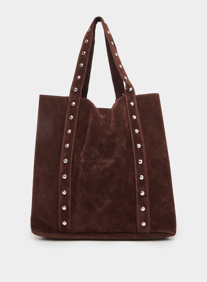 Styli Studded Suede Look Handbag - Image 2