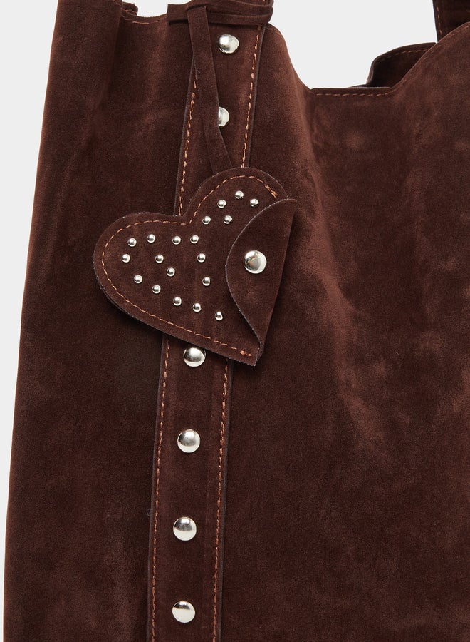 Styli Studded Suede Look Handbag - Image 3