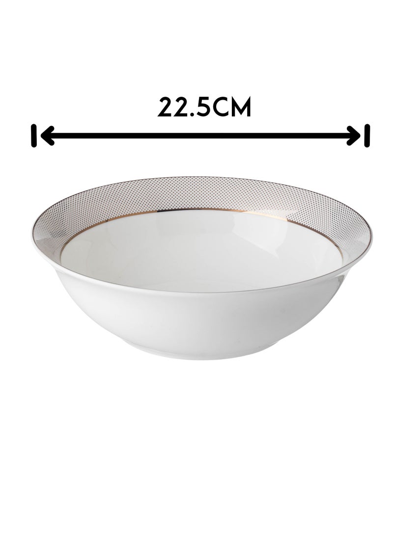 Dania Large bowl for salad, soup and all purposes, made of pure porcelain with gold decoration, size 22 cm  - Image 3