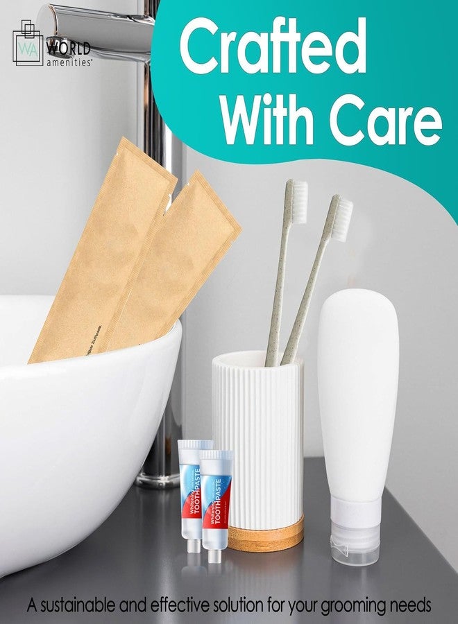 World Amenities Kraft Paper Dental Kit - Wheat Straw Toothbrush and Toothpaste Dental Care Kit (25) - Image 5