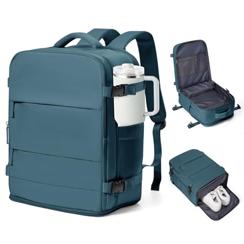 coowoz Travel Backpack Carry On for Women Man Gym Backpack with Laptop Compartment Mochila de Viaje Teacher Personal Item Backpacks Airplane Accessories Must Haves Peacock Blue20L - Image 1