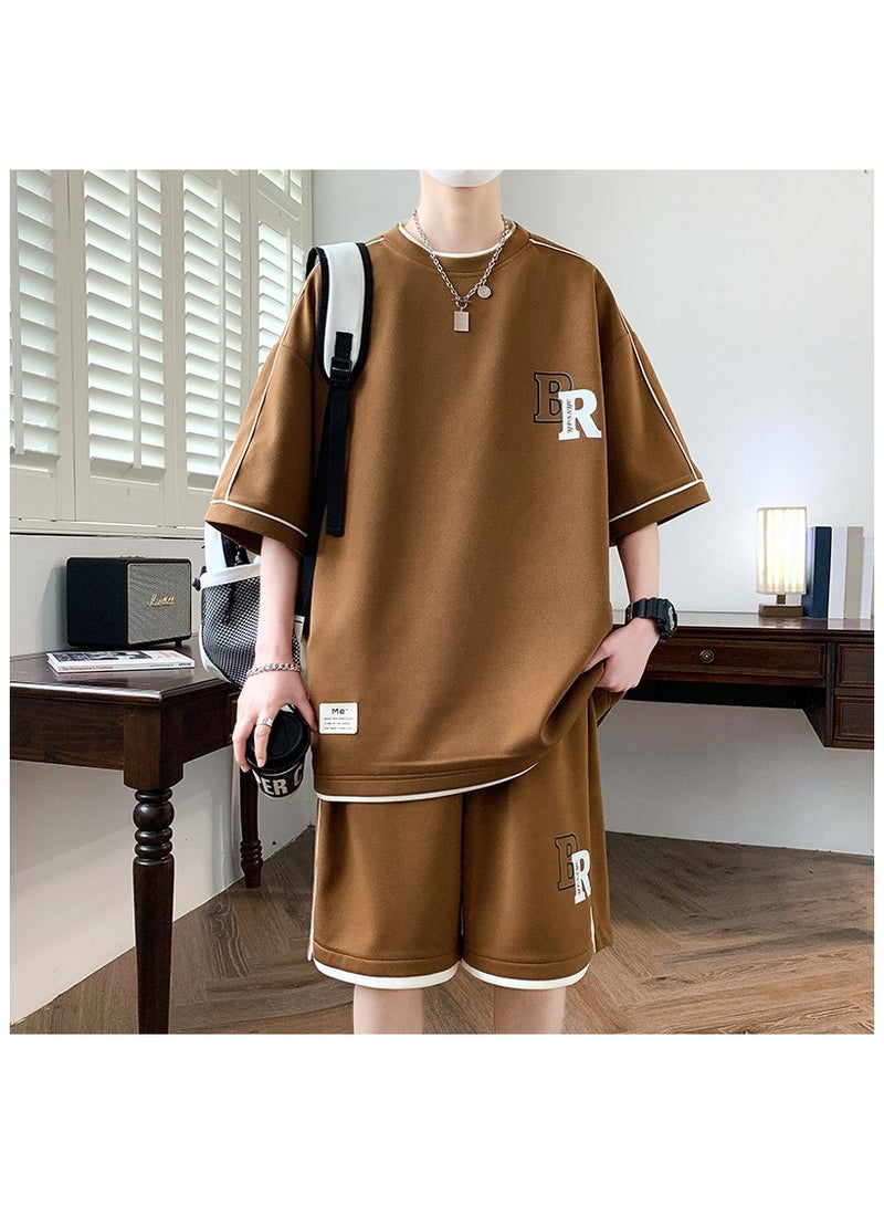 Fashionable Men's Printed Casual Short Sleeved Sports Suit  - Image 1