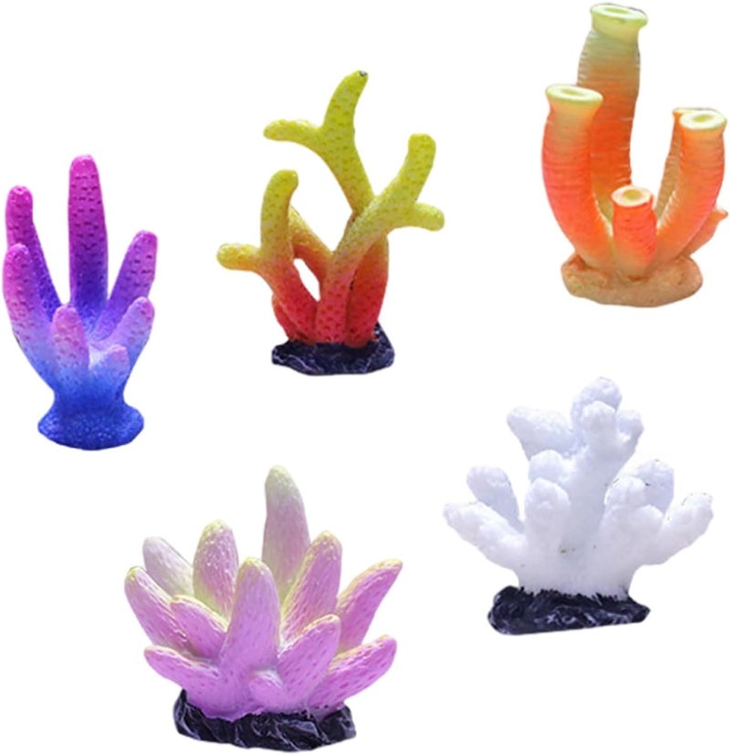 5Pcs Artificial Plants for Aquarium, Resin Faux Coral, Fish Tank Decorations - Image 1