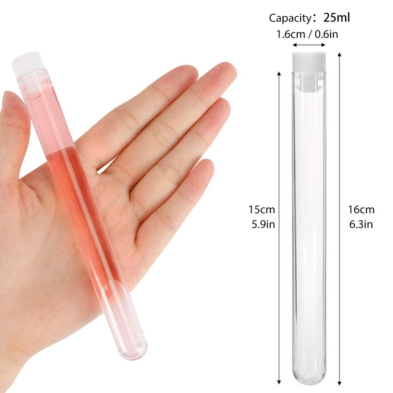 SUPERLELE 48 Pack Plastic Test Tubes with Caps, 16x150mm(25ml) Plastic Tubes for Plants, Lash Wands, Party Supplies, Scientific Experiments - Image 4