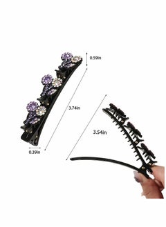 SYOSI Braided Hair Clips for Girls Sparkling Crystal Stone Braided Hair Clips for Women Rsvelte Hair Clip Cherry Braided Hair Clips for Girls with Rhinestones Fine or Thick Hair  - Image 3