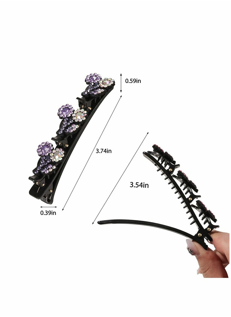 SYOSI Braided Hair Clips for Girls Sparkling Crystal Stone Braided Hair Clips for Women Rsvelte Hair Clip Cherry Braided Hair Clips for Girls with Rhinestones Fine or Thick Hair  - Image 3