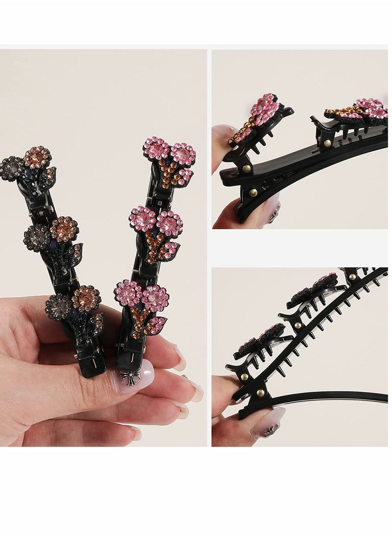 SYOSI Braided Hair Clips for Girls Sparkling Crystal Stone Braided Hair Clips for Women Rsvelte Hair Clip Cherry Braided Hair Clips for Girls with Rhinestones Fine or Thick Hair  - Image 2