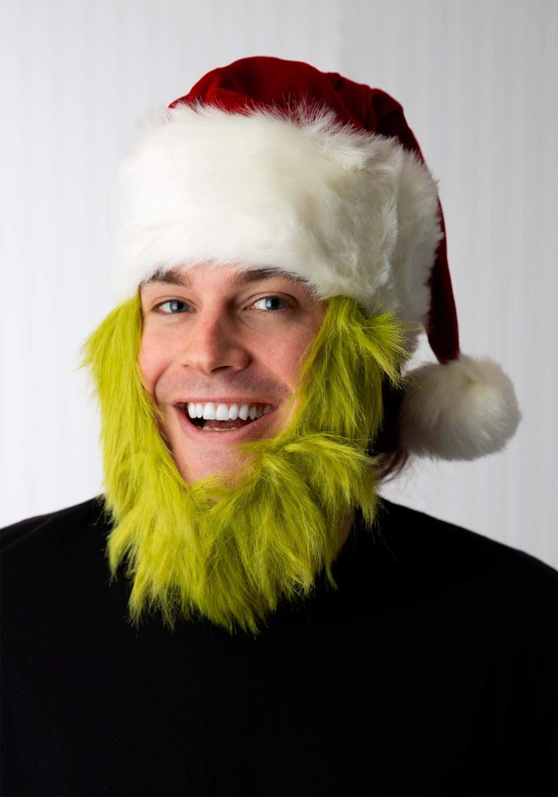 elope Dr. Seuss The Grinch Plush Santa Costume Hat with Beard Standard - Image 3