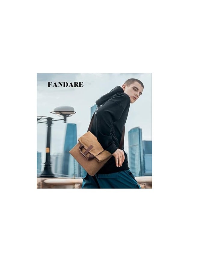 FANDARE Canvas Shoulder Bags Retro Handbag Business Satchel Crossbody Messenger Bag for 12.9 Inch Laptop Men Women Travel Commuter Work Briefcase - Image 3