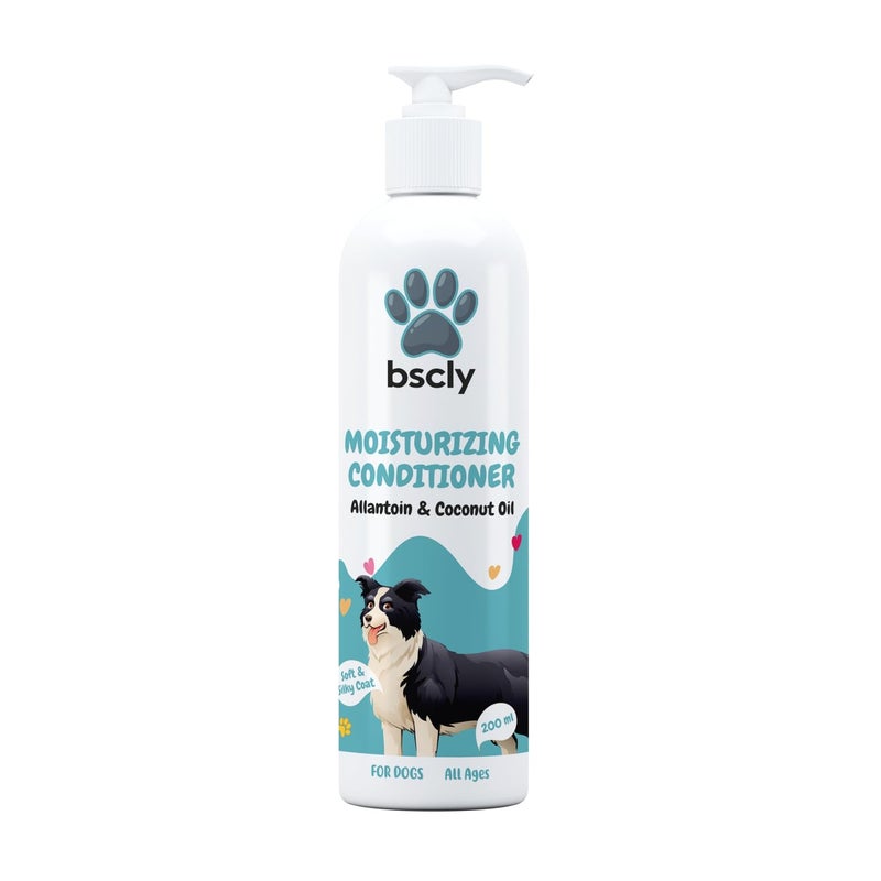 Harrods Bscly Ultra moisturizing Pet Dog Conditioner - Moisturizing for Dogs, Cats, Puppies & Kittens of All Ages | Fortified with Green Tea and Aloe-Vera extracts | Leaves Coat Soft, Shiny- 200ml - Image 1