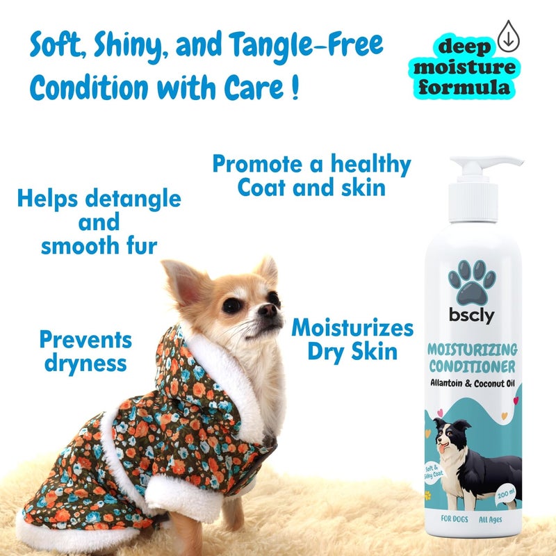 Harrods Bscly Ultra moisturizing Pet Dog Conditioner - Moisturizing for Dogs, Cats, Puppies & Kittens of All Ages | Fortified with Green Tea and Aloe-Vera extracts | Leaves Coat Soft, Shiny- 200ml - Image 4