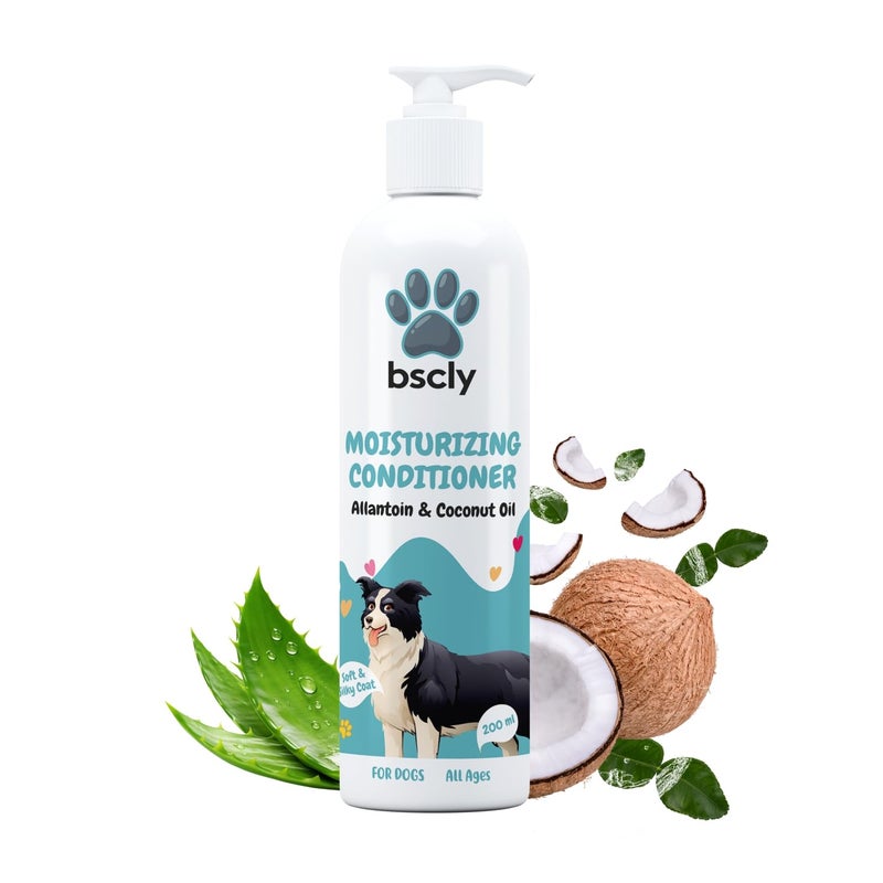 Harrods Bscly Ultra moisturizing Pet Dog Conditioner - Moisturizing for Dogs, Cats, Puppies & Kittens of All Ages | Fortified with Green Tea and Aloe-Vera extracts | Leaves Coat Soft, Shiny- 200ml - Image 2