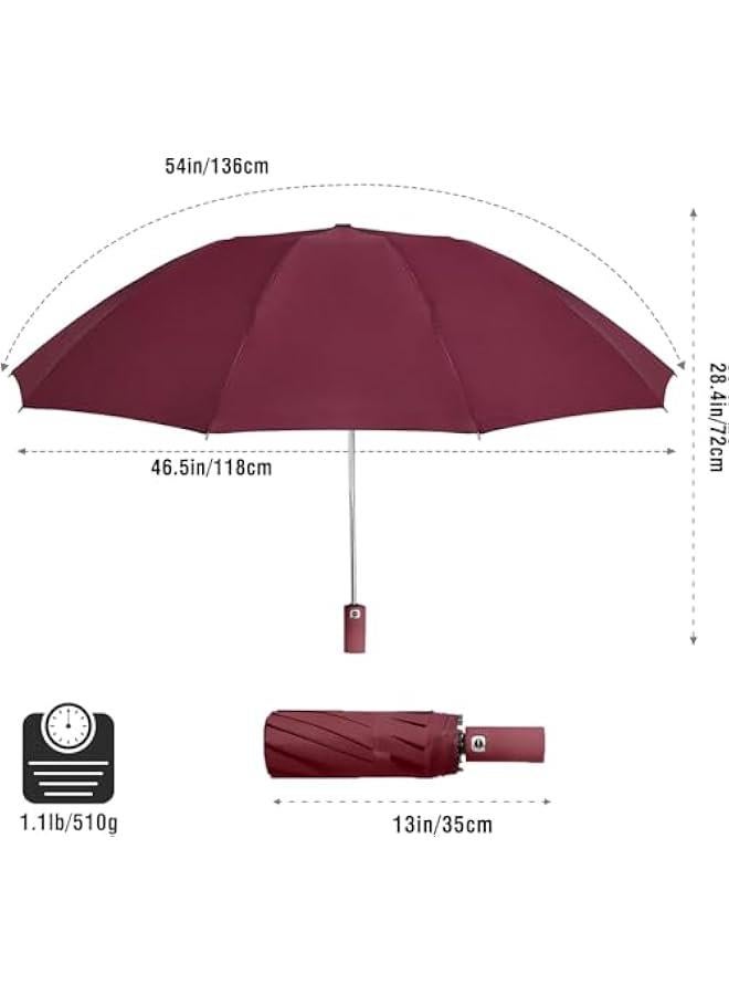 HOOKOR Travel Folding Umbrella UV Protection, Double Layer Automatic Open Umbrella, Premium Travel Umbrellas for Rain Strong Fiberglass Frame, Durable &Compact with 12 Ribs golf Umbrella - Image 2