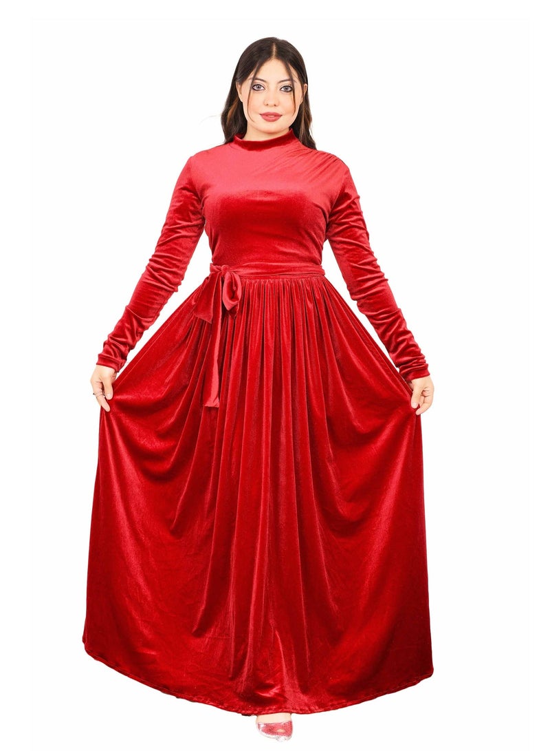 فستان قطيفه شتوي جميل و شيك - Image 1