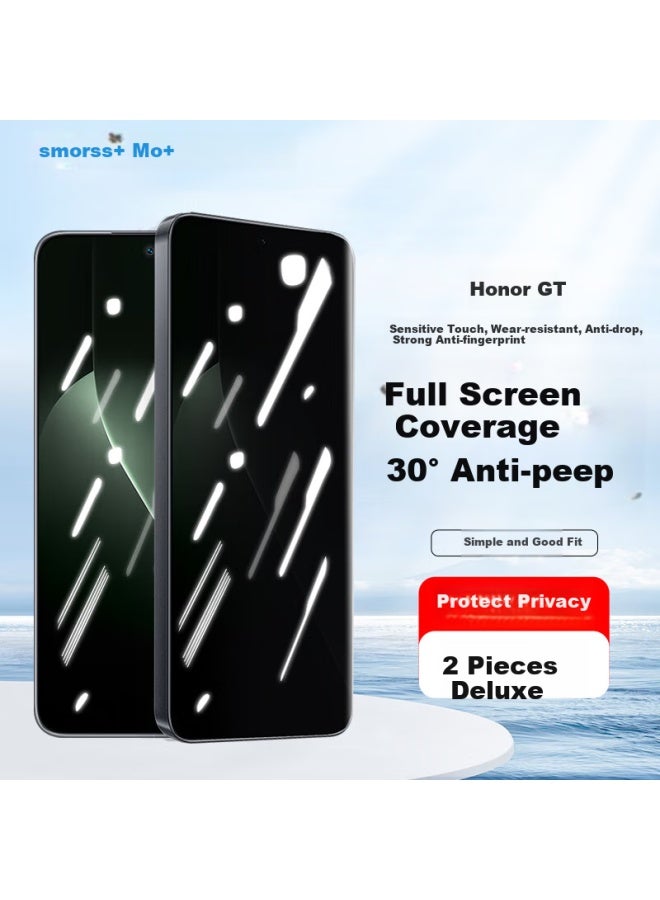 Smorss For Honor Gt Privacy Tempered Glass Screen Protector, Full Coverage Anti-spy Anti-fingerprint Diamond Film For Honor Gt