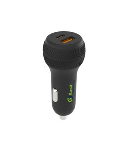 Evolt CC-100 38W PD Car Charger Dual TYPE-C & USB with TYPE-C to Lightning Cable 1M BLACK  - Image 2