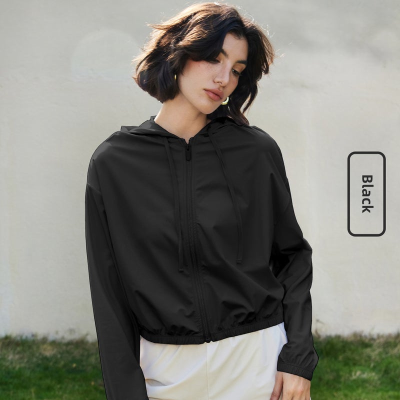 Generic New Yoga Short Zip Jacket Dopamine Sunproof Hoodie Black 