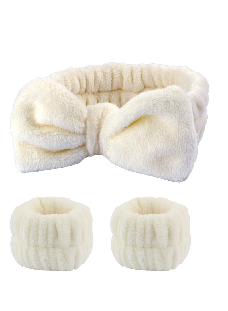 AROAQ SPA Headband Face Wash Wristband and Headband Set Microfiber Wristbands Wrist Towels for Washing Face, Absorbent Wash Bands Wrist Scrunchies No Drip Cleansing Cuffs for Girls