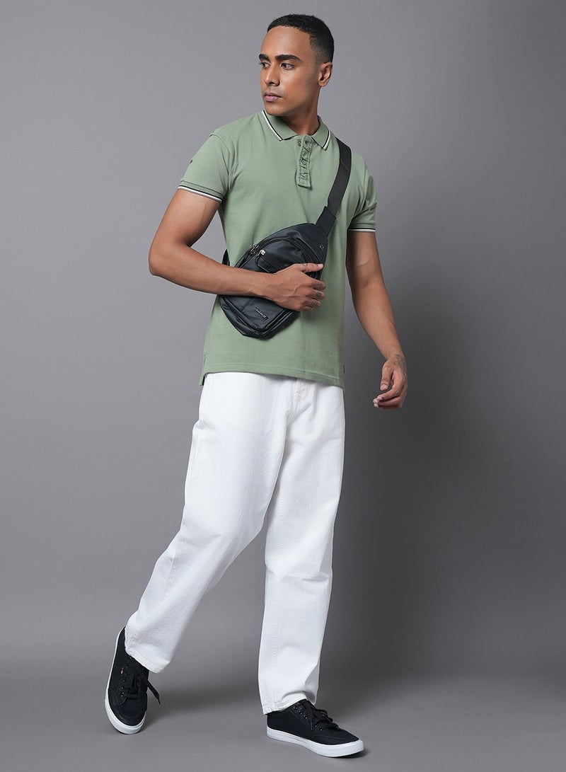 HIGH STAR Regular Fit Green Polo T-Shirt for Men - Image 3