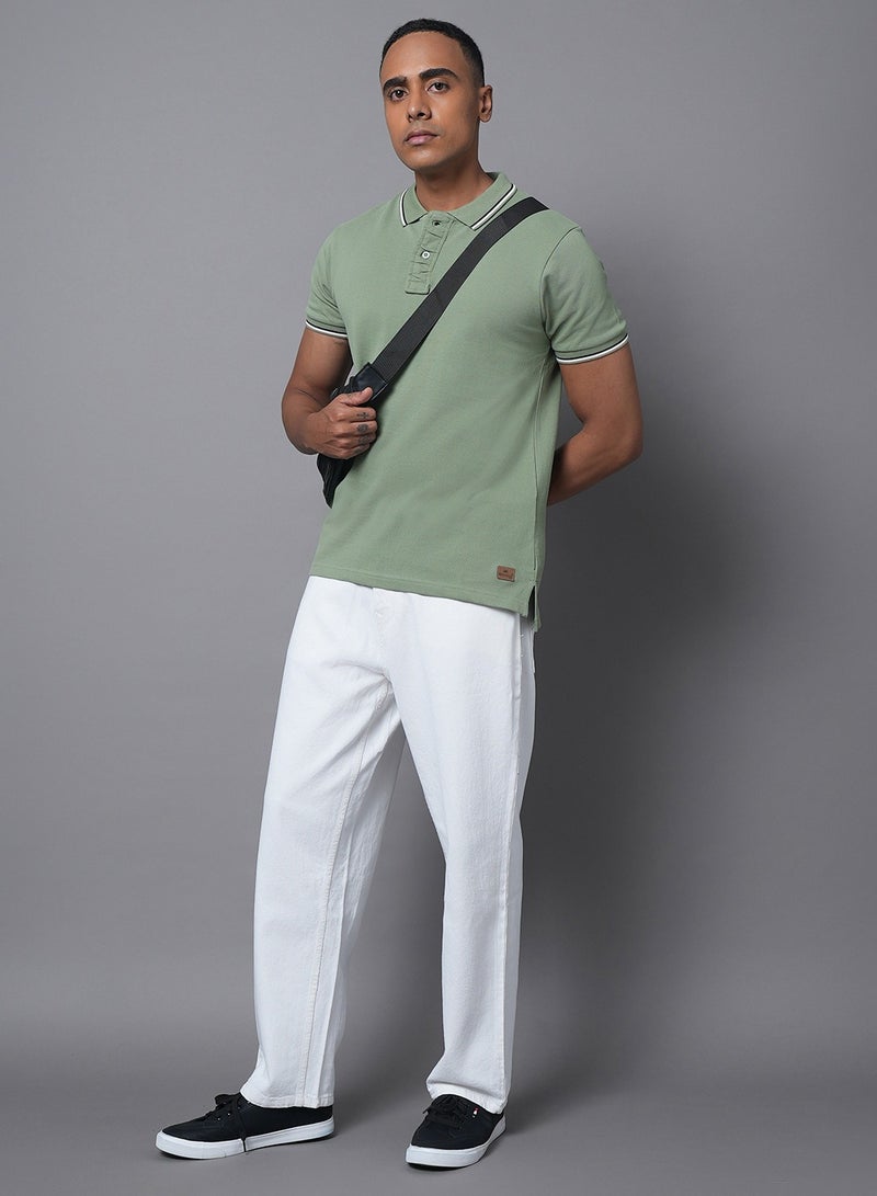 HIGH STAR Regular Fit Green Polo T-Shirt for Men - Image 5