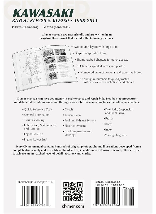 Kawasaki Bayou Klf220 & Klf250 ATV Repair Manual  - Image 1