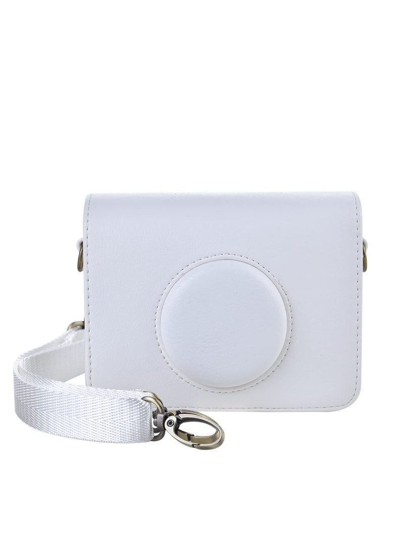 Case for Fuji Mini EVO,Camera Case Compatible for Fuji Mini EVO Camera with Adjustable Shoulder Strap in Lychee Texture Horizontal Style, White - Image 1