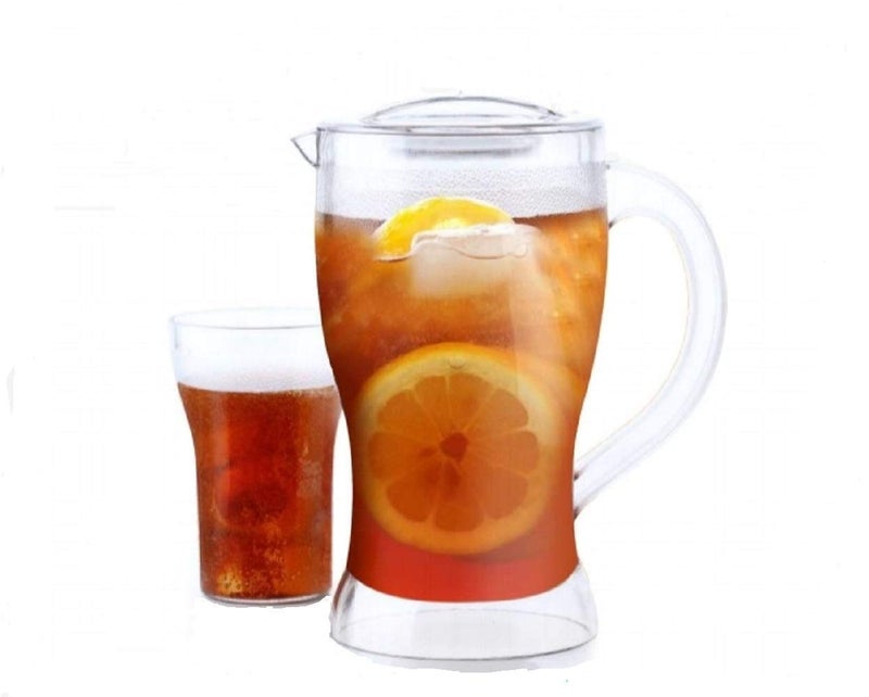 SHOPOBOX Plastic Unbreakable Material Set for Dining Table Jug for Juice or Water with The Set of 6 Glasses - Image 1