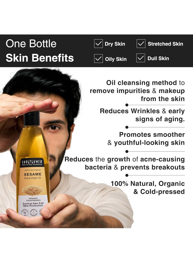 Soulflower Organic Sesame Oil for Hair Growth 225ml, Reduce Hair Fall, Moisturizer, Prevents Dandruff, 100% Pure, Ecocert Organic Certified, Natural, No Mineral Oil & Preservatives - Image 4