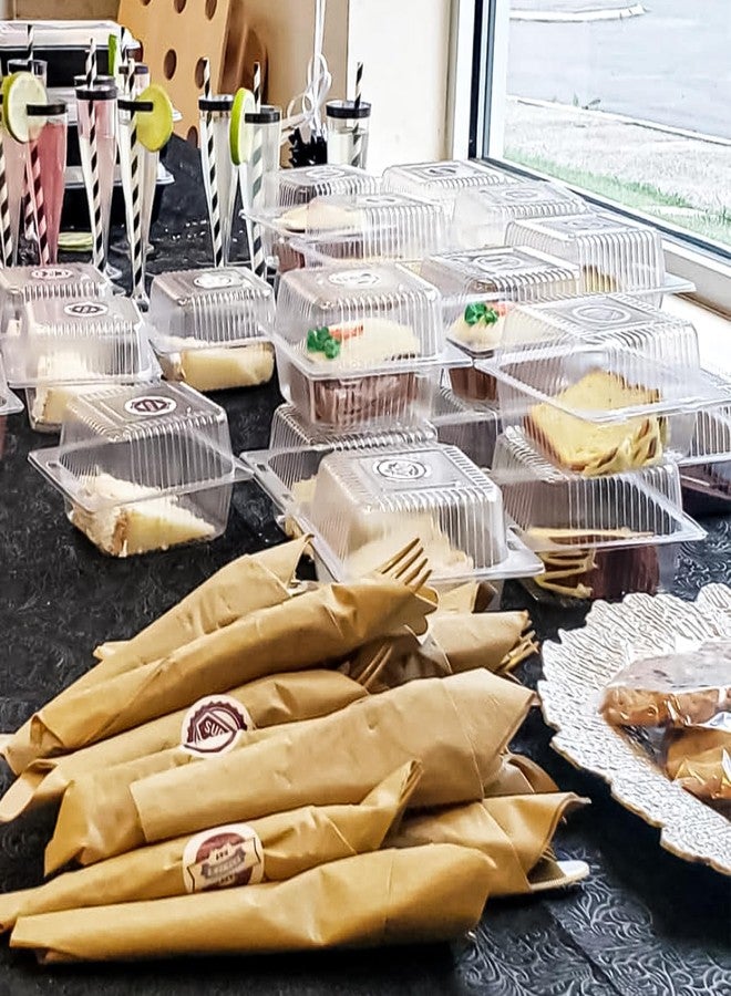 مجموعة علب طعام شفافة قابلة للفتح من IHDYPPEW، 300 قطعة - علب طعام شفافة مثالية لشرائح الكيك والحلويات وغيرها - علب بلاستيكية شفافة عملية مع أغطية - Image 4