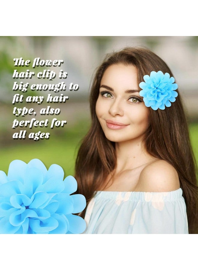 Cinaci 25 Pack Solid Big 4" Chiffon Flower Alligator Hair Clips Barrettes Hairpins Accessories for Baby Girls Infants Toddlers Kids Teens Women - Image 4