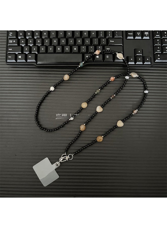 NIBEMINENT Beaded Phone Lanyard, Anti Lost Removable Wrist Strap, Alien Gem Heart Bracelet Pendant, Phone Keychain Lanyard