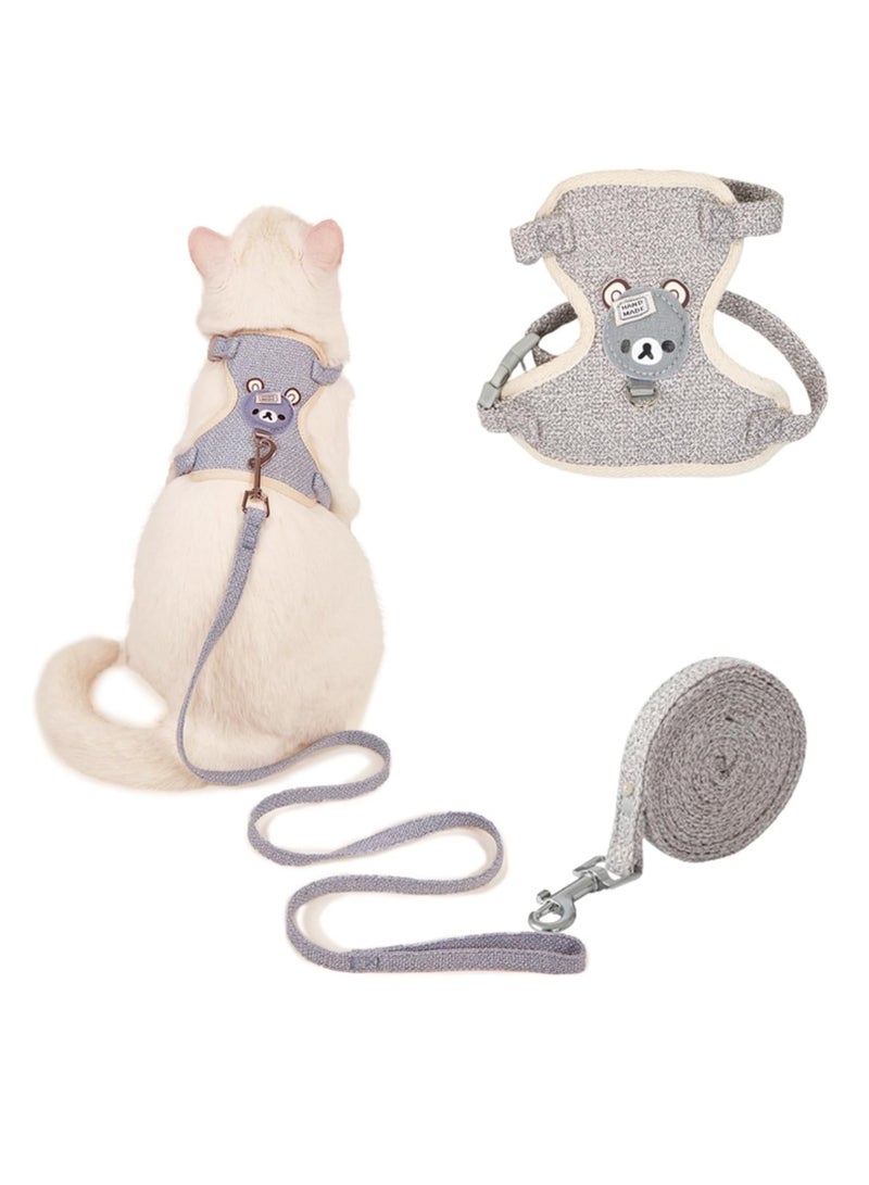 Altheqa Adjustable Rabbit Harness, Rabbit Lead, Rabbit Accessories, Cat Harness Set with Lead, Pet Harness and Lead for Bunny Cat Little Pet Walking Medium Sized, 27-35cm, 1.20m, Grey - Image 2