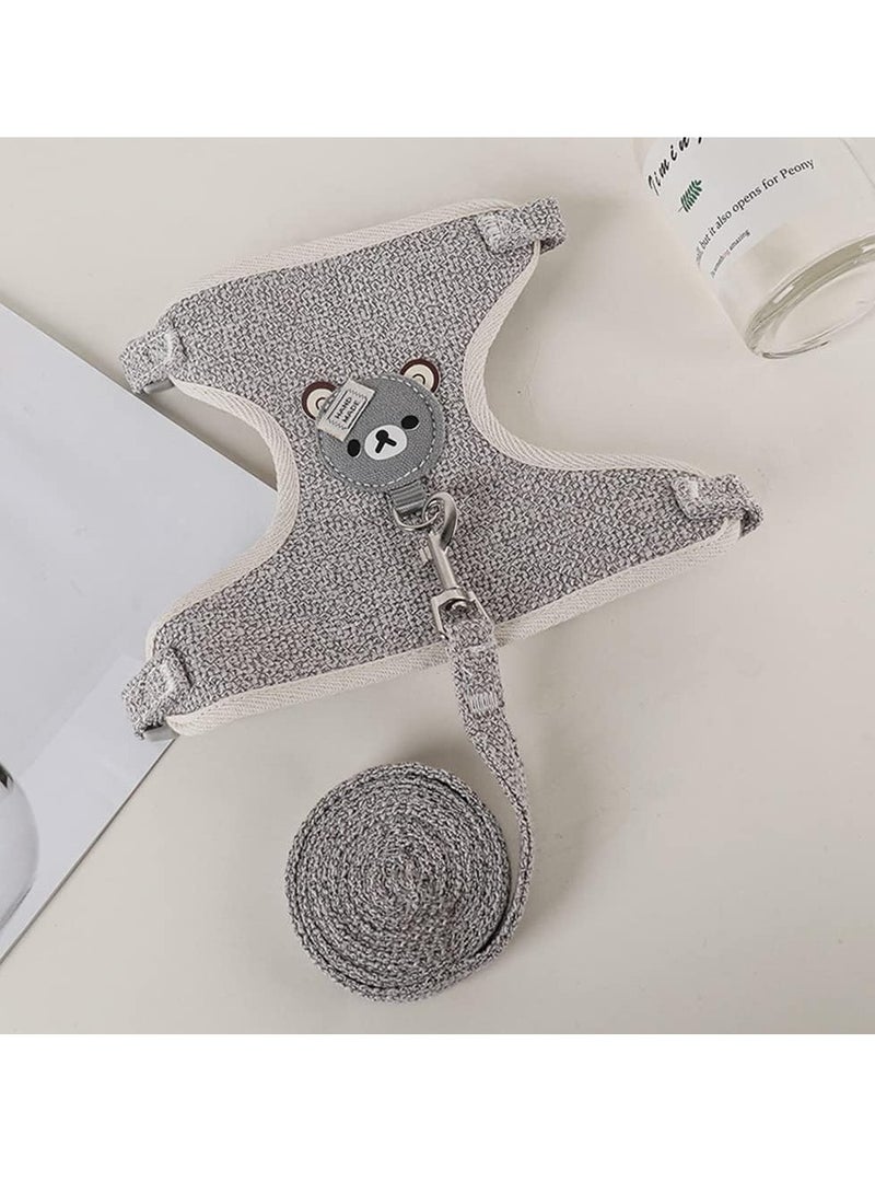 Altheqa Adjustable Rabbit Harness, Rabbit Lead, Rabbit Accessories, Cat Harness Set with Lead, Pet Harness and Lead for Bunny Cat Little Pet Walking Medium Sized, 27-35cm, 1.20m, Grey - Image 4