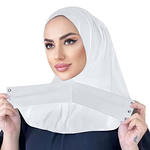 Suillty Fashion Muslim Hijab for Women Instant Snap Fastener Hijab Inner Cap Full Cover Head Wraps Scarf Islam Turban Caps White - Image 2
