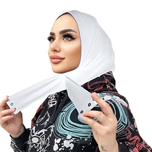 Suillty Fashion Muslim Hijab for Women Instant Snap Fastener Hijab Inner Cap Full Cover Head Wraps Scarf Islam Turban Caps White - Image 3