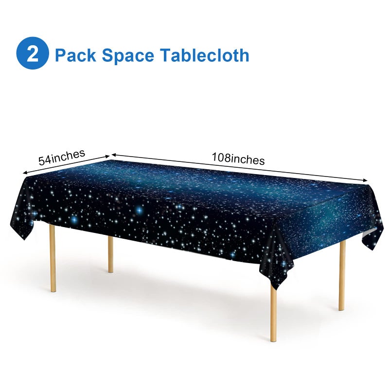 Joyberg 2 Pack Space Tablecloth, Plastic Galaxy Table Cloth All Printed Starry Sky, Waterproof Oil Proof Galaxy Party Tablecloth Star Table Cloth (54'' x 108'') - Image 2