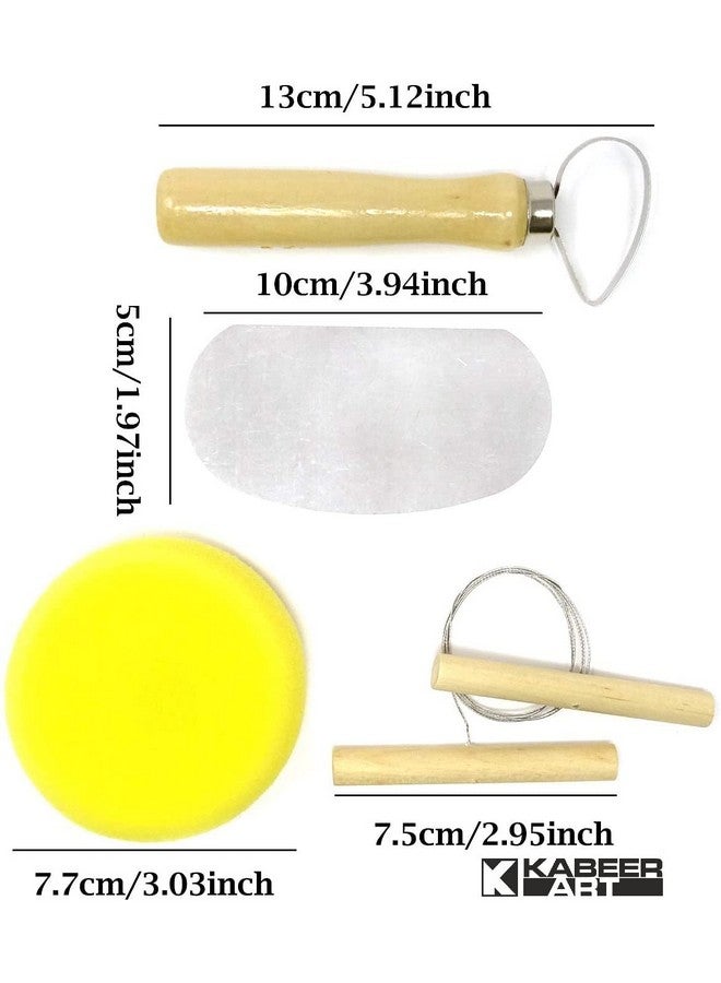 KABEER ART Pottery Tool Kit with Sponge (Beige) - 8 Pieces - Image 3