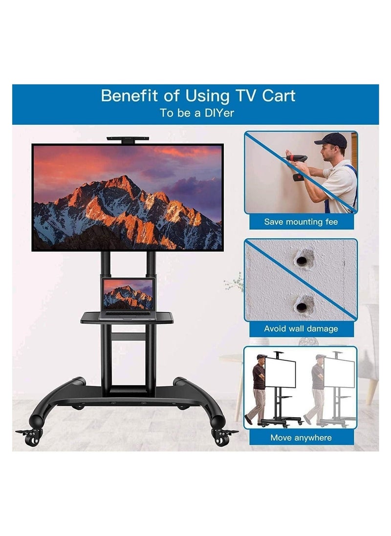 Premium Heights adjustment Tv stand Up To 1220mm 2130mm TV stand with wheels for 32 to 70 inch LED,LCD Led Flat& curved Tvs,Height Aadjustable tv cart - Image 2