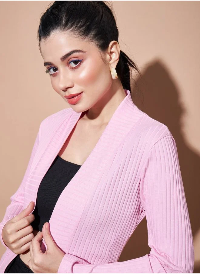SASSAFRAS Open Front Ribbed Shrug by Styli