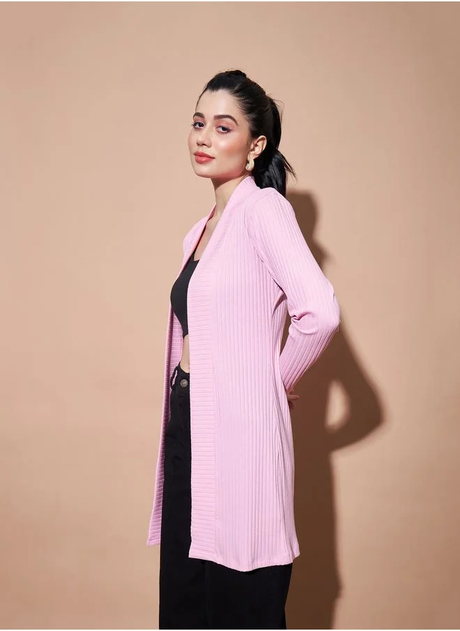 SASSAFRAS Open Front Ribbed Shrug by Styli