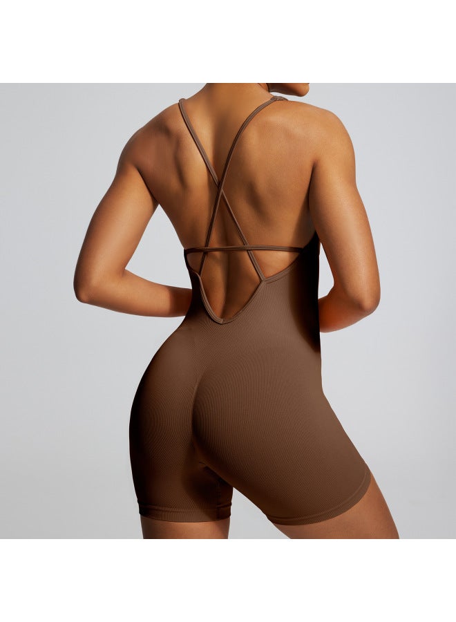 European And American Fitness Seamless Beautiful Back One-piece Yoga Suit High-elastic Abdominal Tight Sports One-piece Suit Women - Image 1