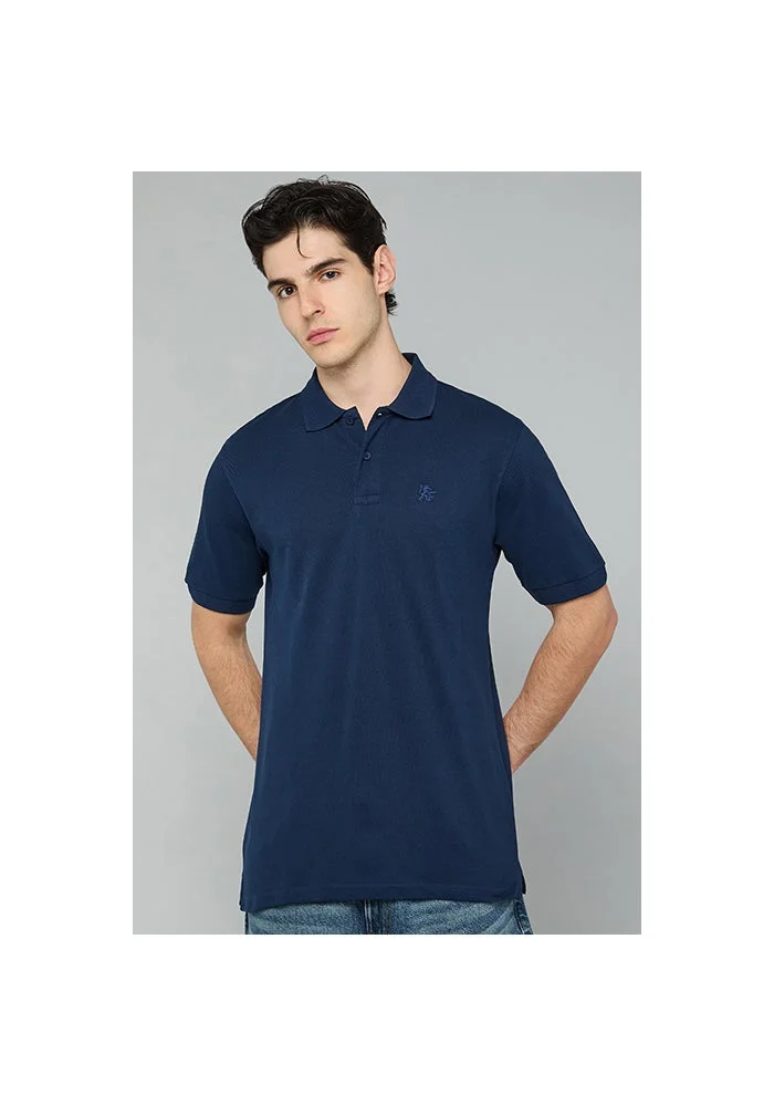 أر أند بي Solid Polo T-Shirt with Short Sleeves