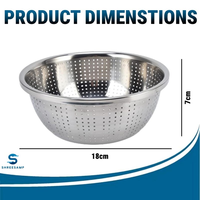 SHREESAMP Premium Stainless Steel Rice Strainer and Mixing Bowls Set Versatile Colander for Effortless Food Preparation Cooking and Drainage - Image 2