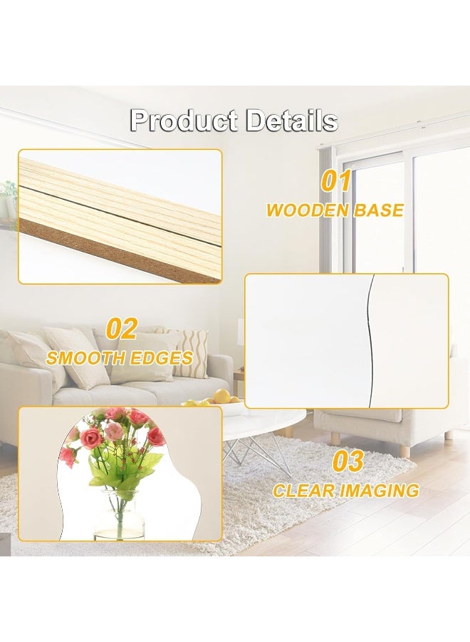 TPGP Aesthetic Mirror, Pack Of 2 Acrylic Make-Up Mirrors, Frameless, Asymmetrical Mirror, Small With Wooden Base, Decorative Irregular Cosmetic Table Mirror For Bathroom, Office, Bedroom  - Image 4