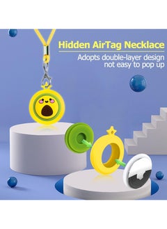 Anmi AirTag Necklace Kids, 2 Pack Holder for Apple Air Tag Toddler Silicone Hidden Case Convenient Than Wristband Bracelet Child AirTags Holder for Boys (Green, Blue)  - Image 3