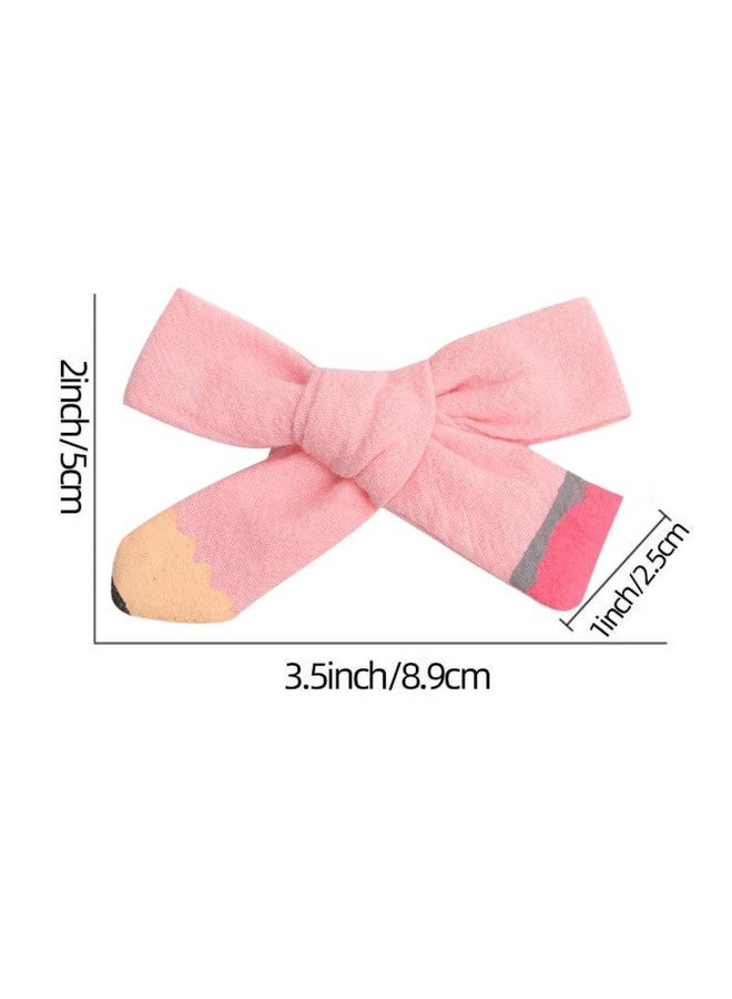 AIUPUOC Bow Hair Clips Pink Hair Bows Back to School Bow Clips for Hair Styling for Girls Cute Hairpin Hair Accessories Pencil Design French Tip Non-slip Hair Decorations 2PCS - Image 2