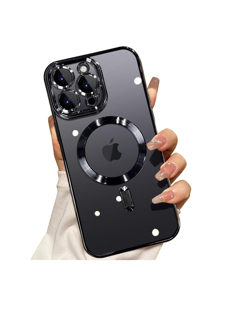 Generic Compatible with iPhone 14 Pro Max Clear Case with Camera Lens Protector,Full Protection Electroplate Magnetic Case Compatible with MagSafe Anti-Scratch Case Cover for iPhone 14 Pro Max Black 