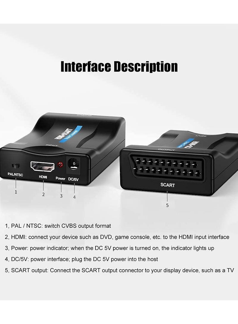 HDMI to SCART Converter Adapter - Converts 1080P HDMI Video and Audio to Analog SCART CVBS Signal, Supports PAL and NTSC Formats, Ideal for PS3, Blu-ray Players, and STB. - Image 3