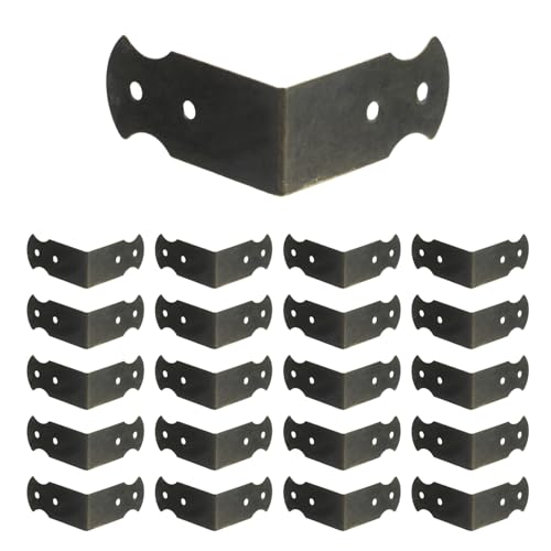 Geesatis 1.6" X 0.7" Set of 20 Right Angle Decorative Corner Protector Box Edge Cover Bracket, with Mounting Screws, Iron, Bronze - Image 1